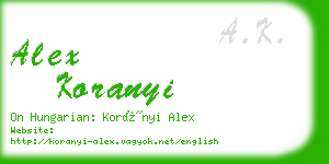 alex koranyi business card